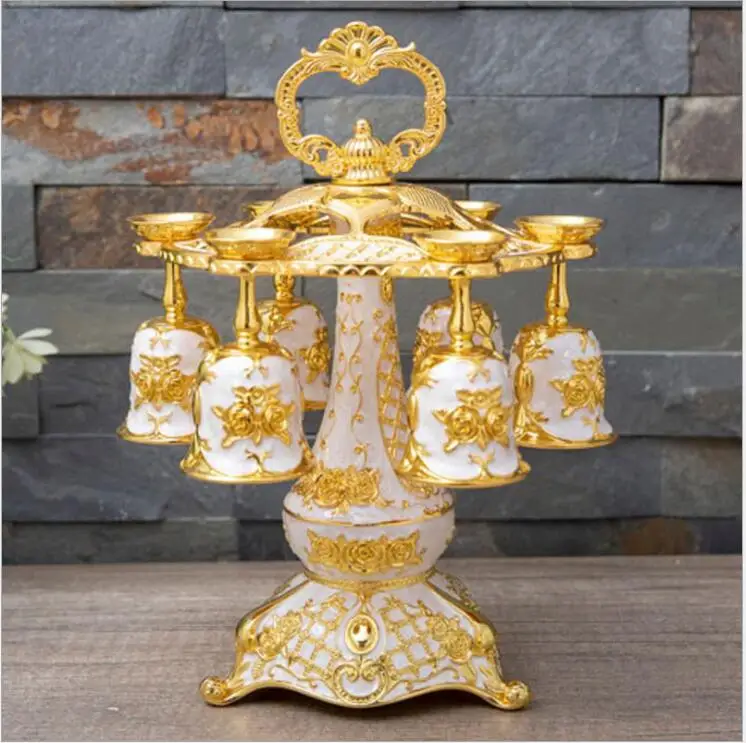 Europe Metal Decorative Wiskey Cups, Whisky Vodka Cup, Gold and Silver, Decoration for Whisky, JB011, 6 cups/Set