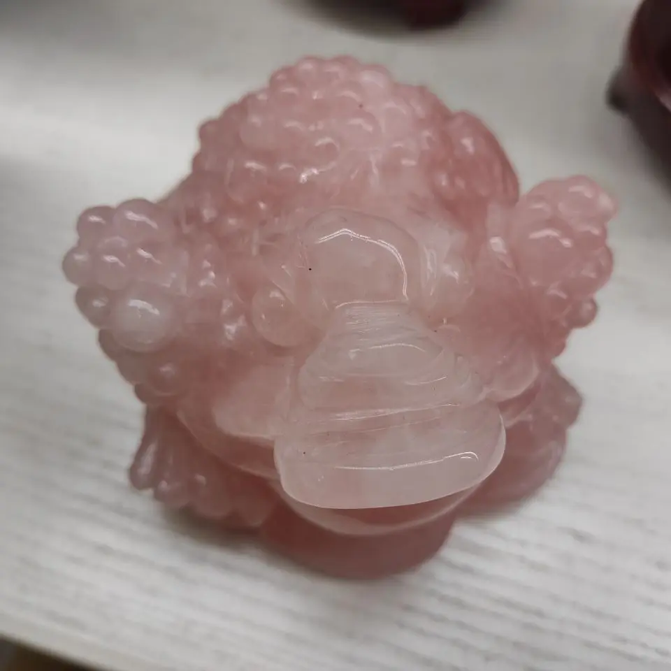 900-1000g    pink crystal Feng Shui Toad LUCKY Fortune Wealth   Toad  Home Office Decoration Tabletop Ornaments Lucky Gifts