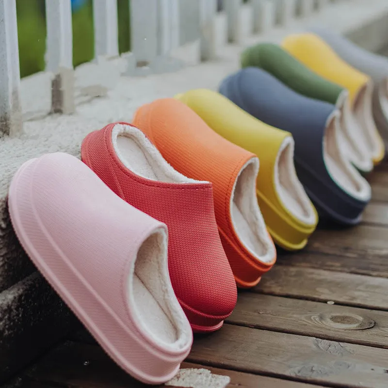 Women House Slippers EVA Warm Fur Winter Indoor Shoes Lovers Plush Home Floor Slides Female Male Kitchen Work Slippers