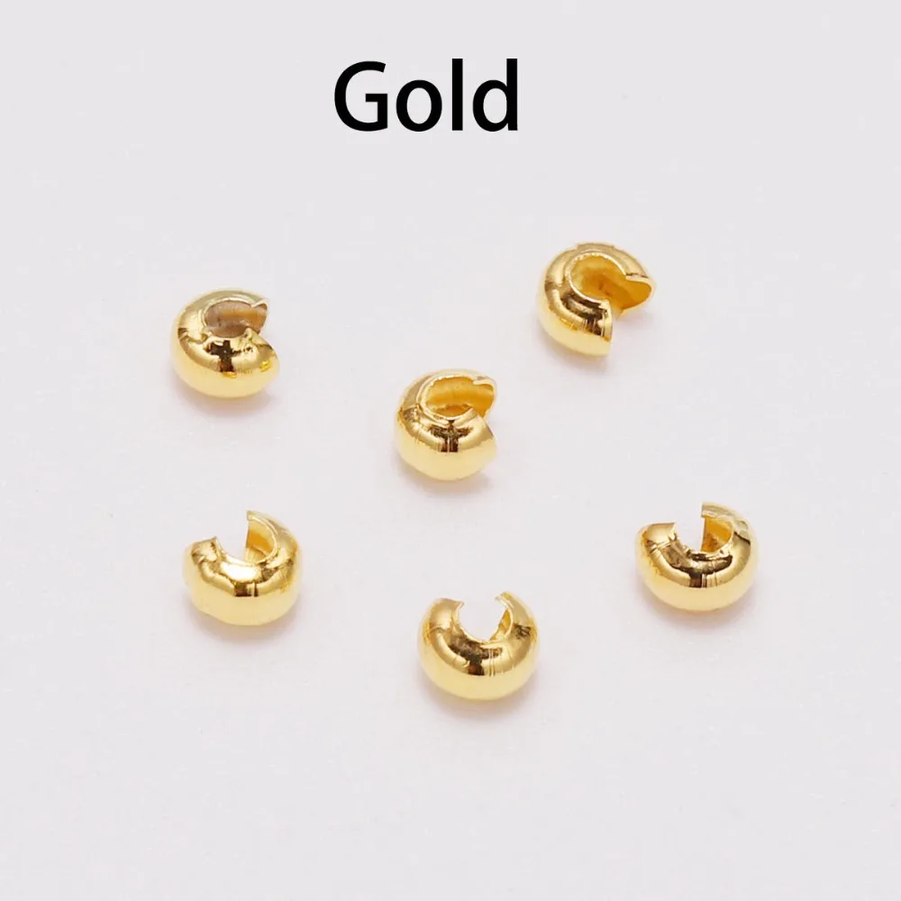 50-100 Stks/partij Dia 3/4/5 Mm Gold Cover Crimp Bead Spacer Stopper Crimps Kralen Voor Diy Sieraden maken Vinden Accessoires