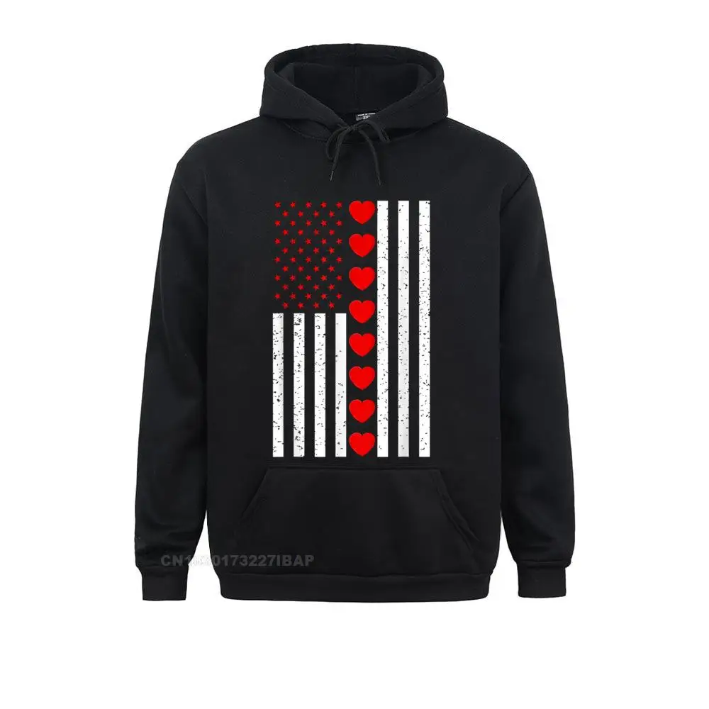 Valentines Day American Flag Hearts Men Girls Hoodie Funny High Street Sweatshirts Boy Hoodies Father Day England Clothes