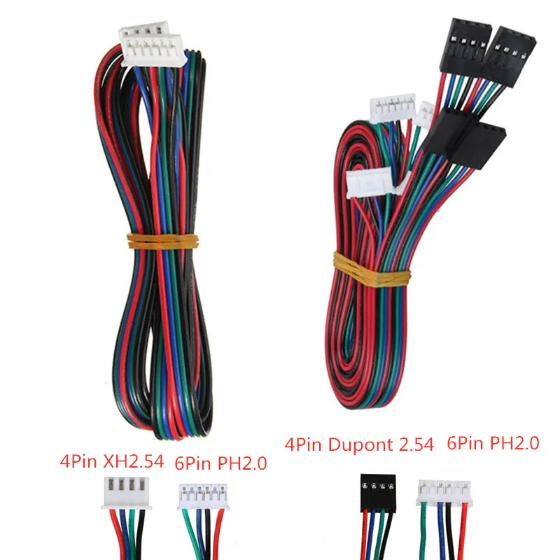 4 teile/los Schrittmotor Kabel 1M/2M/3M XH2.54 4pin-PH2.0 6pin Dupont zu Ph2.0 für Nema17 Schrittmotor Draht Stecker – Detail 1