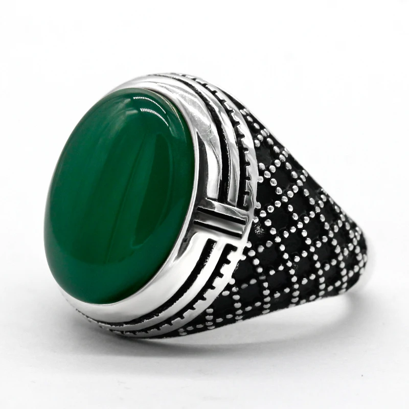 خاتم Türkiye من الفضة الإسترليني عيار 925 خاتم عقيق طبيعي على طراز البانك مجوهرات هدايا على الموضة