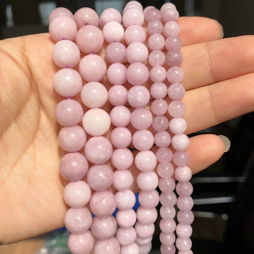 Kunzite Purple Spodumene Stone Beads for Jewelry Making 6 8 10mm Round Loose Spacer Beads DIY Bracelet Charms Accessories 15\'\'