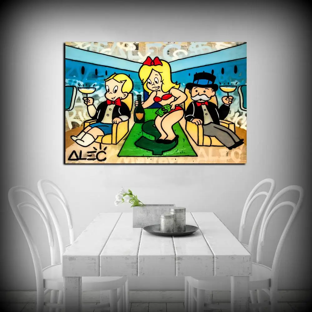 HD Print Alec Monopoly Oil Painting Home Decor Wall Art on Canvas The Good Life Canvas Printings Canvas Painting - view 3