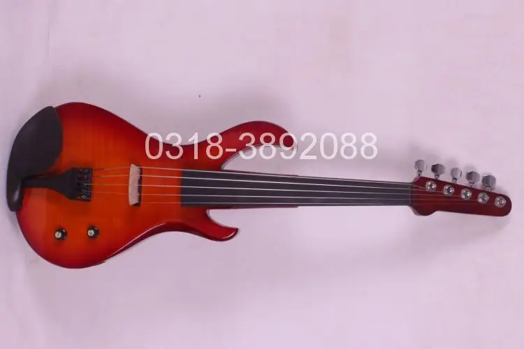 5 string Violin Electric   Silent Nice Sound Solid wood  red yellow  4/4  6.5 jack