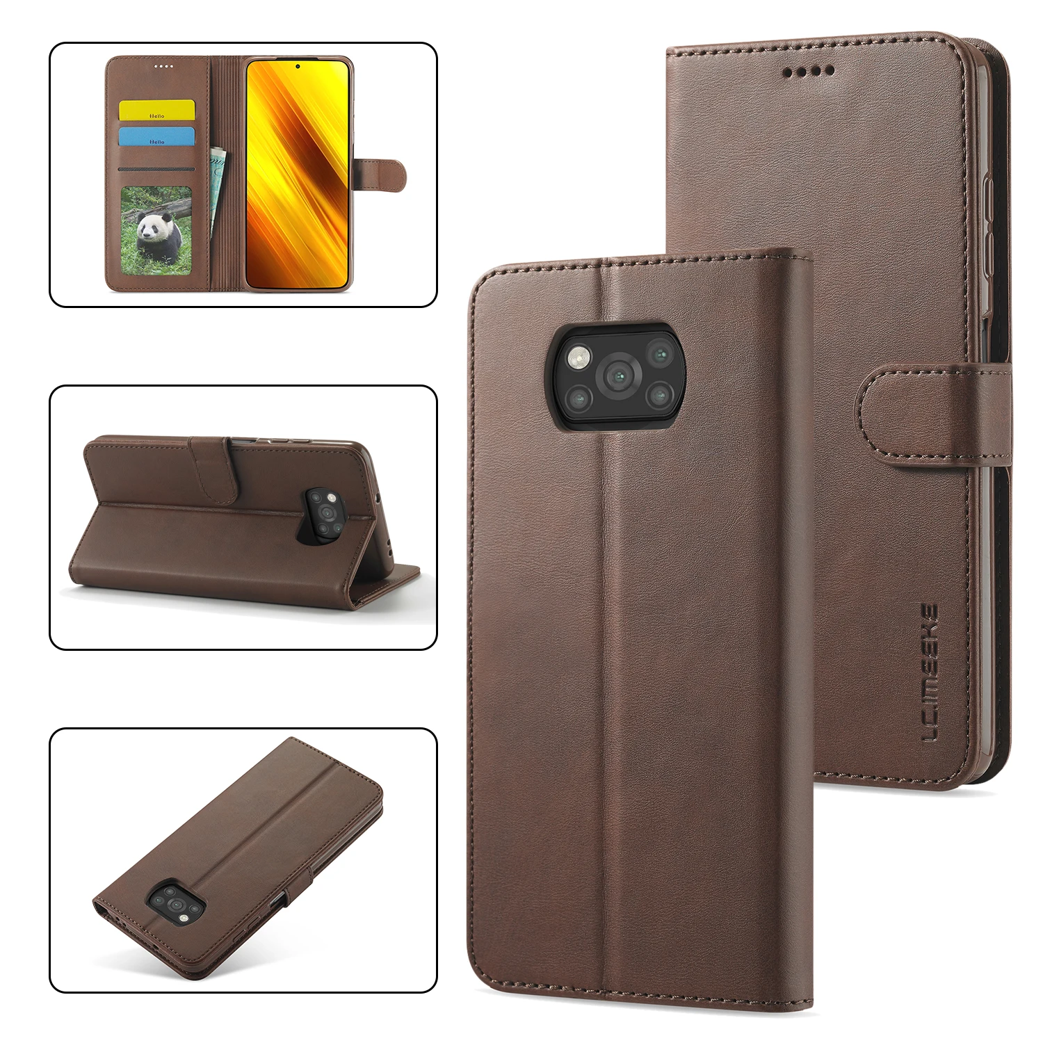 Leather Case For Redmi 9 9A 8 8A 7 7A Y3 6 6Pro A2 Lite 6A 5Plus Flip Cover Xiaomi Poco X3 NFC F3 M3 Card Slots Stand Bag Holder