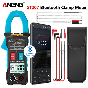 ST207 Digital Bluetooth Smart Multimeter Clamp Meter 6000 Count True RMS DC/AC Voltmeter Current Hz Capacitance Ohm Test