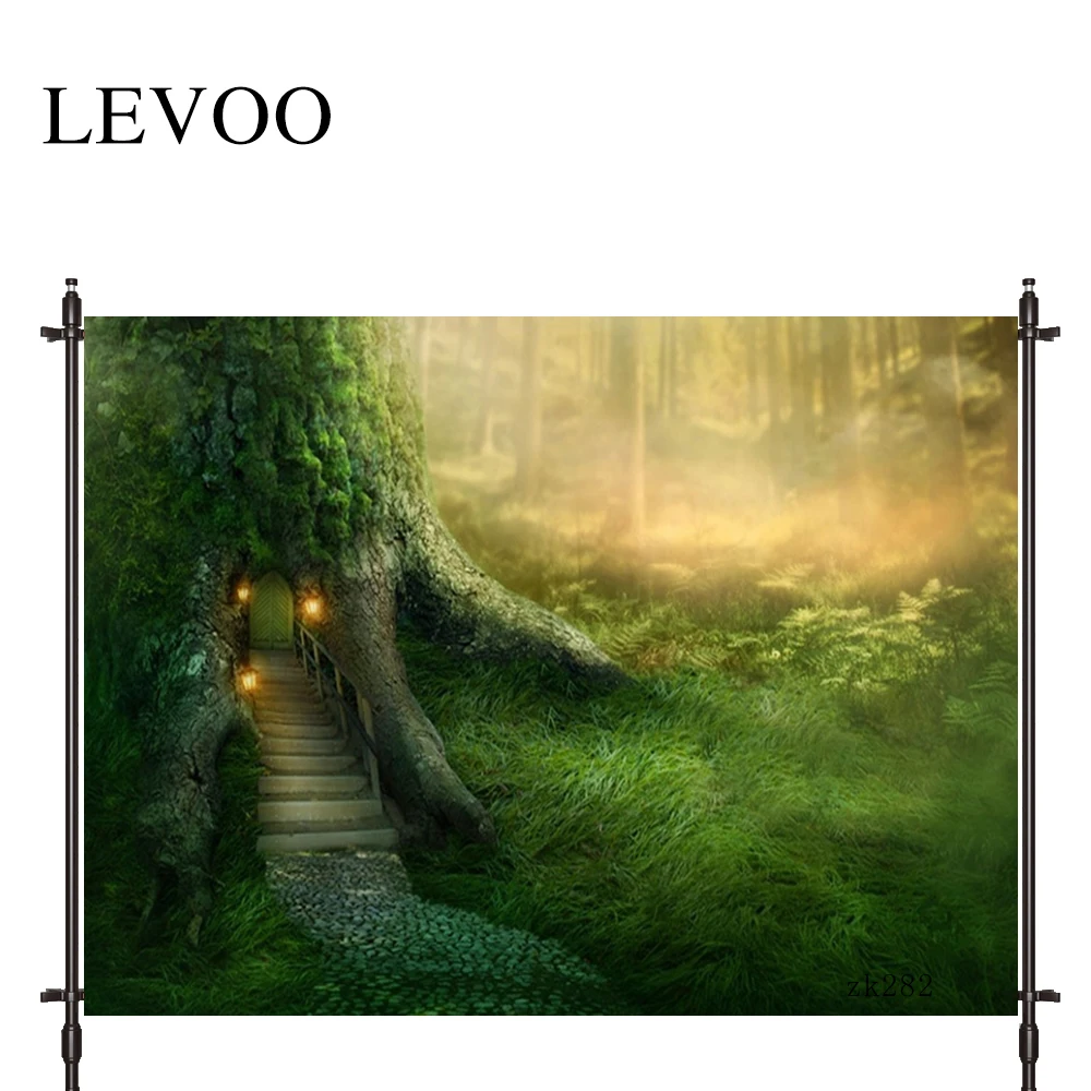 

LEVOO photography backdrop Fantasy tree house in forest Steps Hallow backdrop photo shoot photocall photobooth prop custom