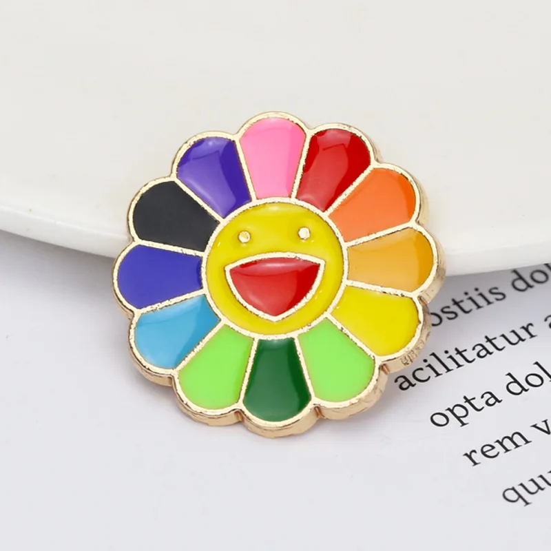 Sweet pin, seven-color sunflower series, drip brooch, student alloy clothing corsage jewelry, bag decoration badge