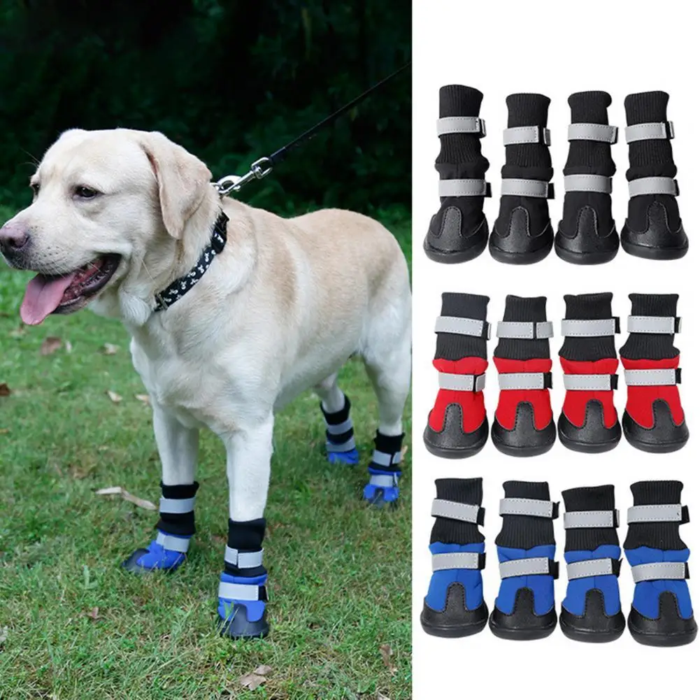 4 Pcs/Set Pet Winter Autumn High Tops Snow Boots Martin Casual Warm Slip-Resistant Rain Shoes For Small Medium Dog Boots Pet