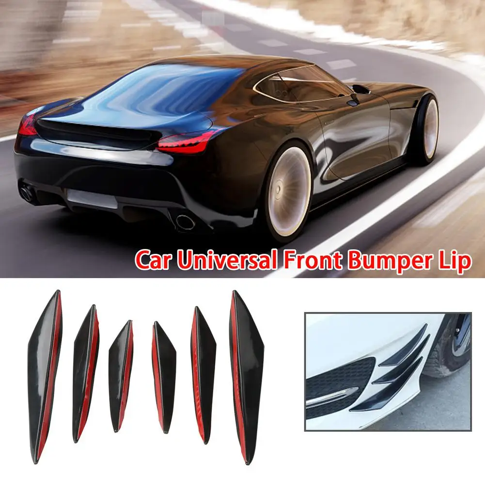 6PCS Universal Car Front Bumper Splitter Lip Spoiler Diffuser Guard Body Kit