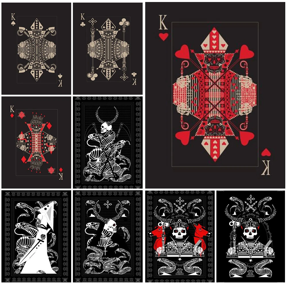 

Abstract King Skeleton Poker Posters Wall Pictures For Living Room Home Decor Nordic Poster Wall Art Canvas Painting Unframed