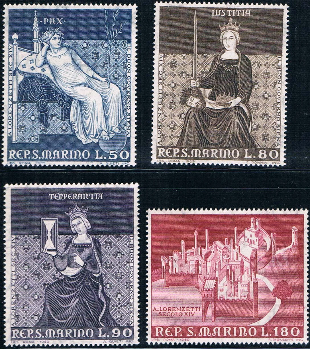 

4Pcs/Set New San Marino Post Stamp 1969 Loren Letti S Famous Paintings Sculpture Stamps MNH