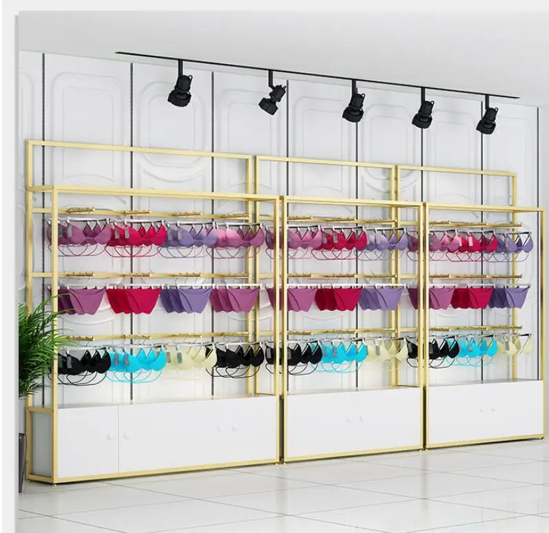 

Shopping mall underwear display rack hanging bra underwear shelf gold floor multi-layer display cabinet