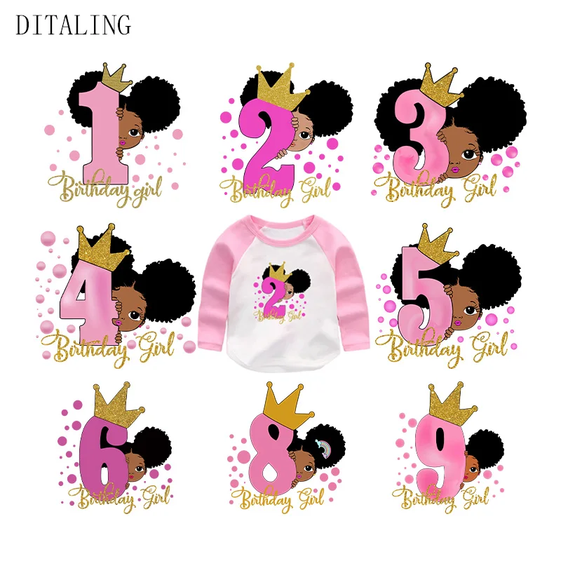 

Birthday Girl Patch On Clothing Peekaboo Girl Thermal Sticker On Clothes Afro Ponytail Girl Iron On Patch DIY Washable Applique