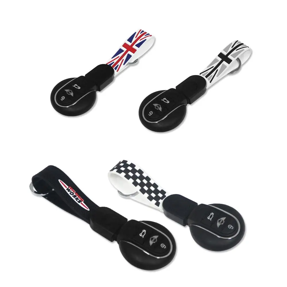 Gtinthebox 1PC  Union Jack Car Key Chain  Soft Silicone Strap with Keychain Ring Key Holder For Mini Cooper F54 F55 F56 F57 F60