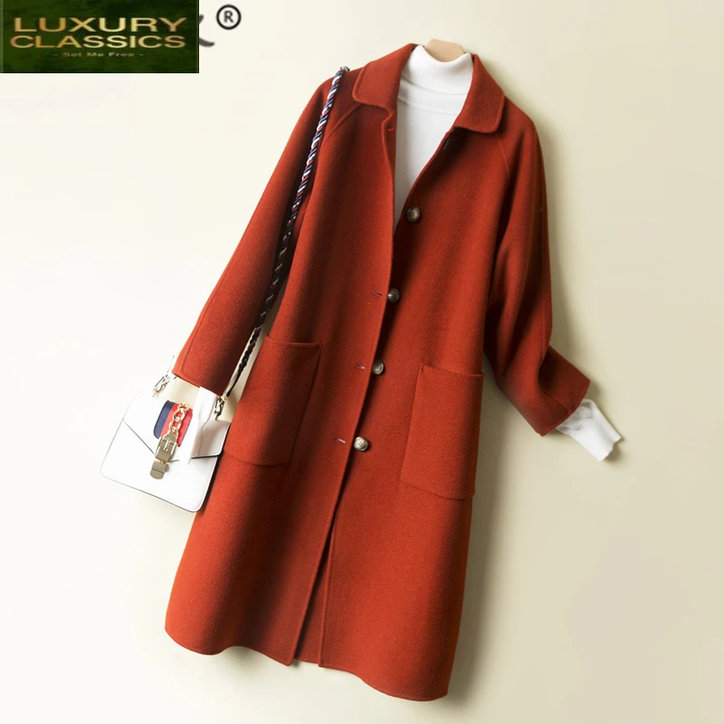 

Coat Elegant Women Winter Autumn Clothes 2021 Korean 100% Wool Coat Female Long Woolen Jacket Cashmere Abrigo Mujer 7616