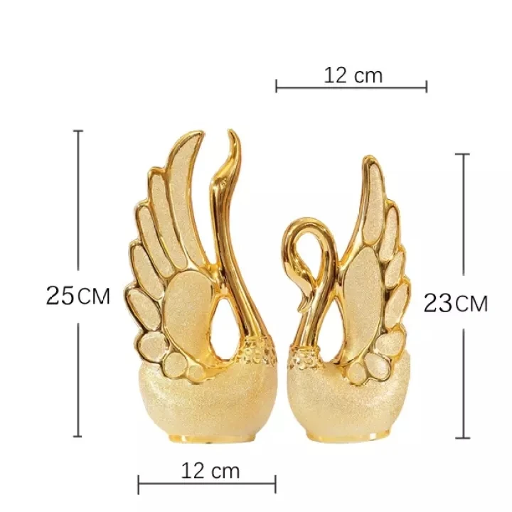 (2Pcs) Swan Lovers Ceramic Ornaments Creative Home Decorations Wedding Gift Living Room Creative Crafts TV Cabinet Housewarming