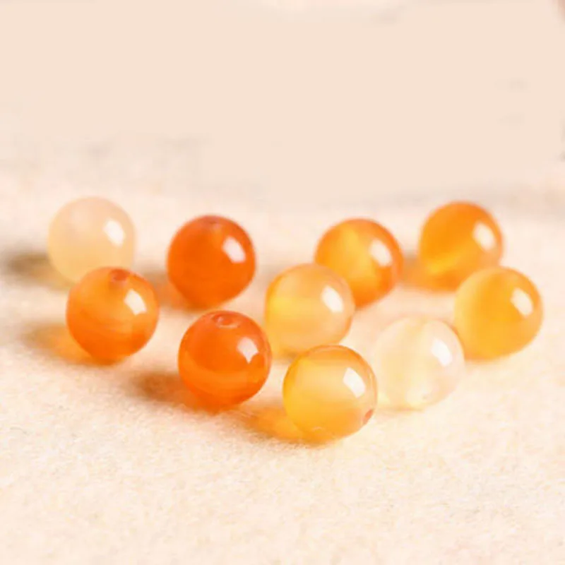 4A Natural Yellow White Agate Quartz Crystal Single Bead DIY Beads Jewelry Making