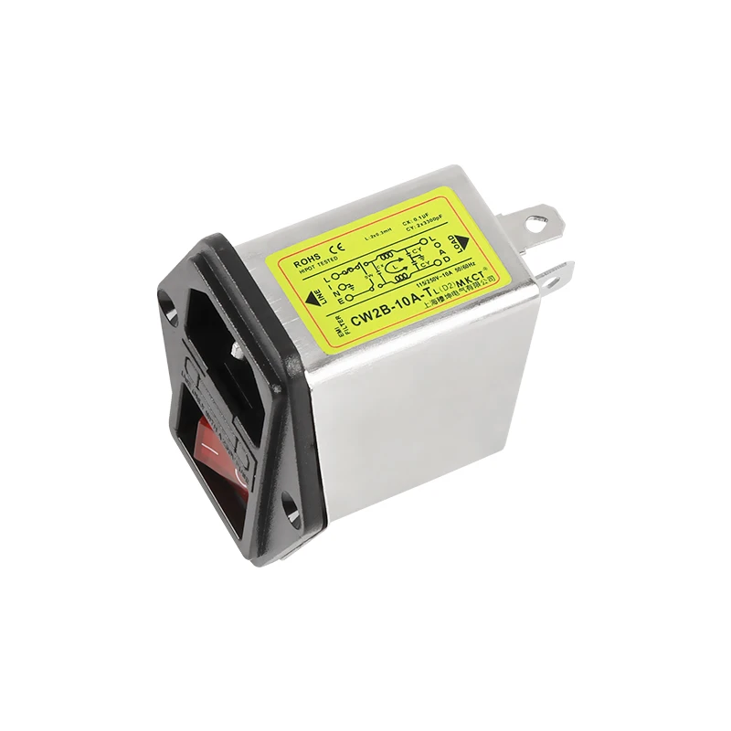 TOMZN Lighted AC filter communication audio power supply filter EMI anti-interference CW2B-1A-TL(D2) 3A 6A 10A