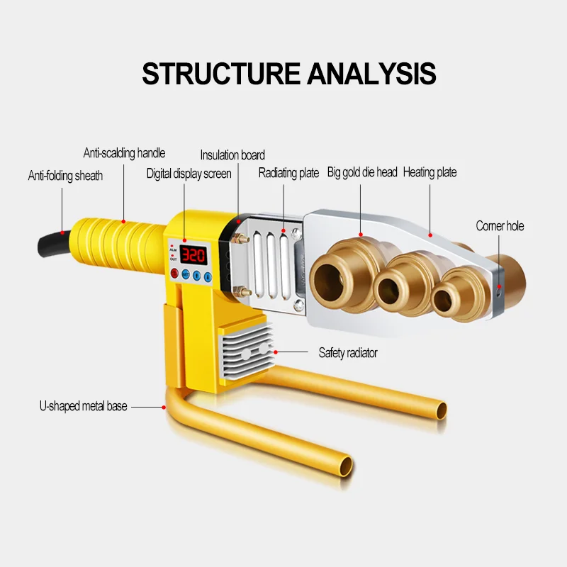 AIRAJ Plastic Pipe Welding Tool Plastic Welder Kit Water Pipe Welding Machine Electric Heating Hot Melt Tools for PPR PE Tube