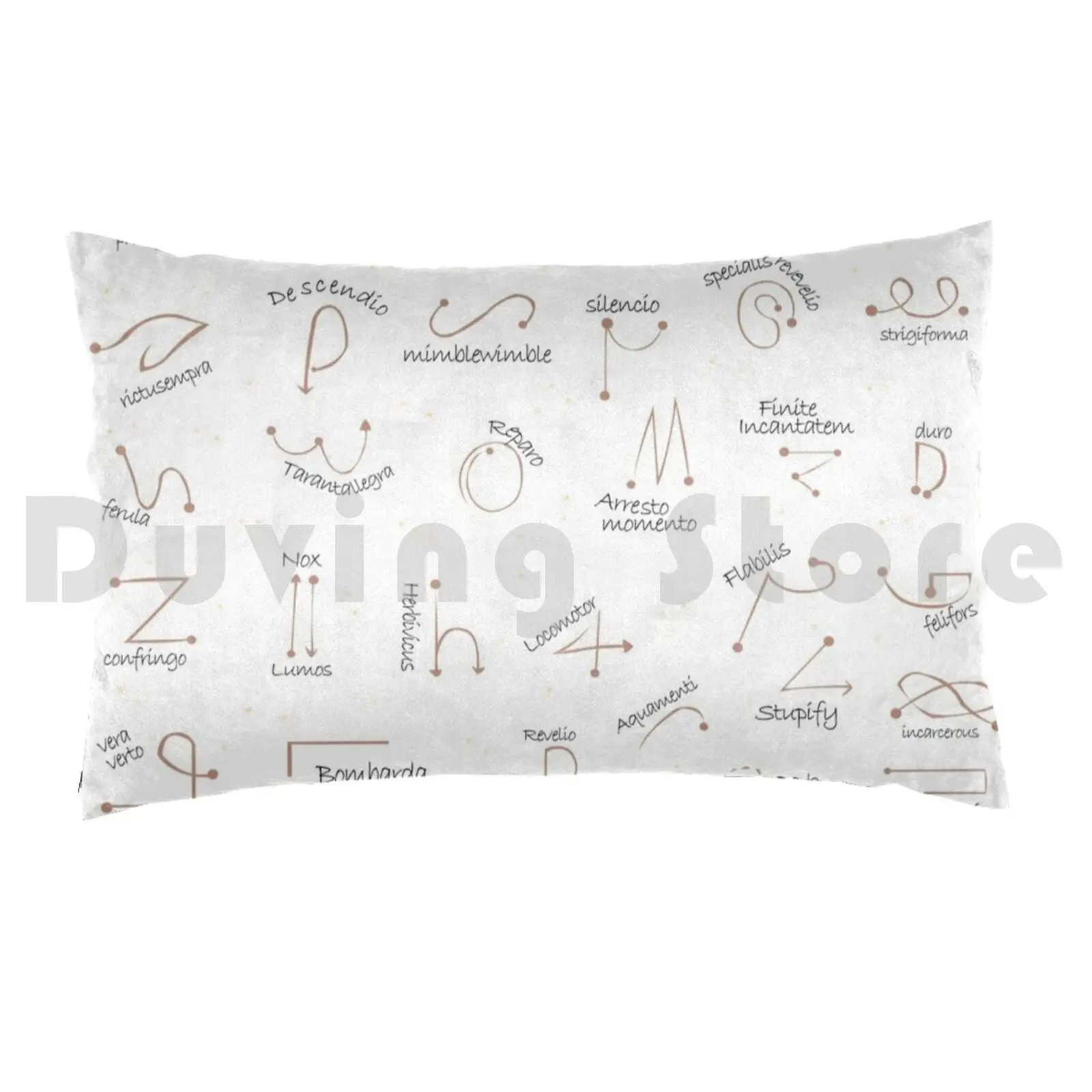 Wand Motions Pillow Case 20*30 Inch Wand Wizarding Wizard Spells Charms Golden Brown