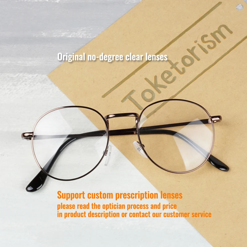 Toketorism New Design Metal Frame Round Glasses For Women Men Prescription Eyeglasses