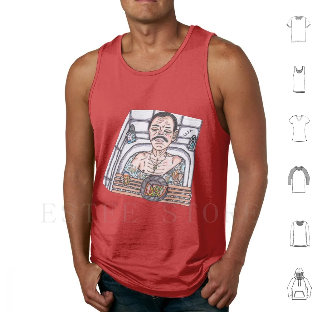 Pizza Man Tank Tops Vest Pizza Man Bath Bathtub Zen Sleep Water Bathroom