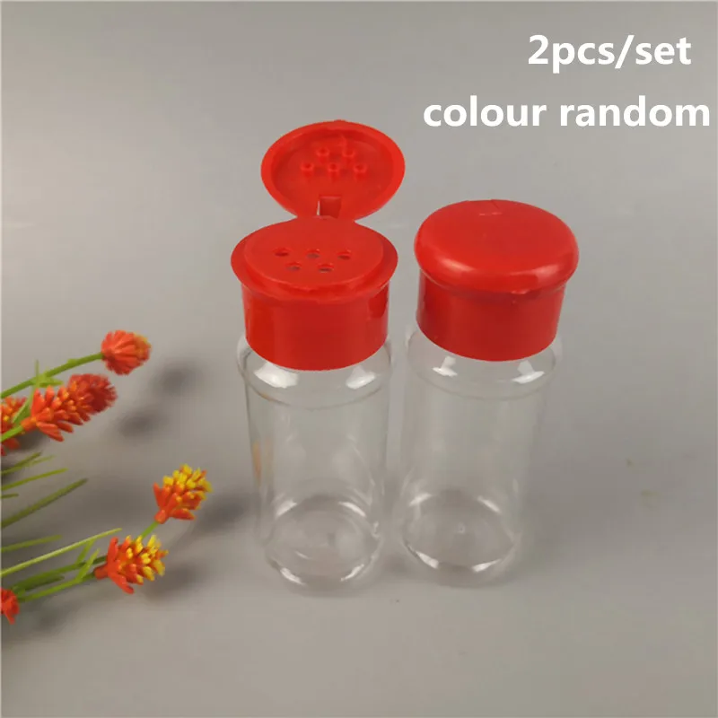 

2pcs/Set Plastic Salt Pepper Vinegar Oil Cruet Shaker Jar Clear Bottle Pot