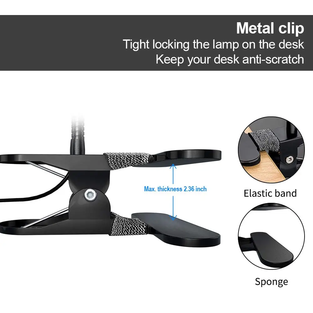 كتاب ضوء العين المحمية USB Led مشبك صغير على لمبة مكتب مرنة Gooseneck ليلة أضواء داخلية القراءة مصباح اللوح الأمامي للسرير