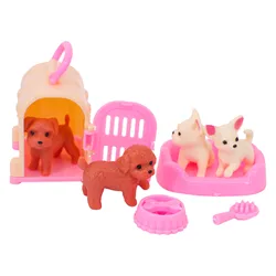 Barbies de princesa de 11,8 pulgadas para niños, accesorios para muñecas, perro y jaula, modelo de simulación de animales, Mini juguete interactivo de plástico