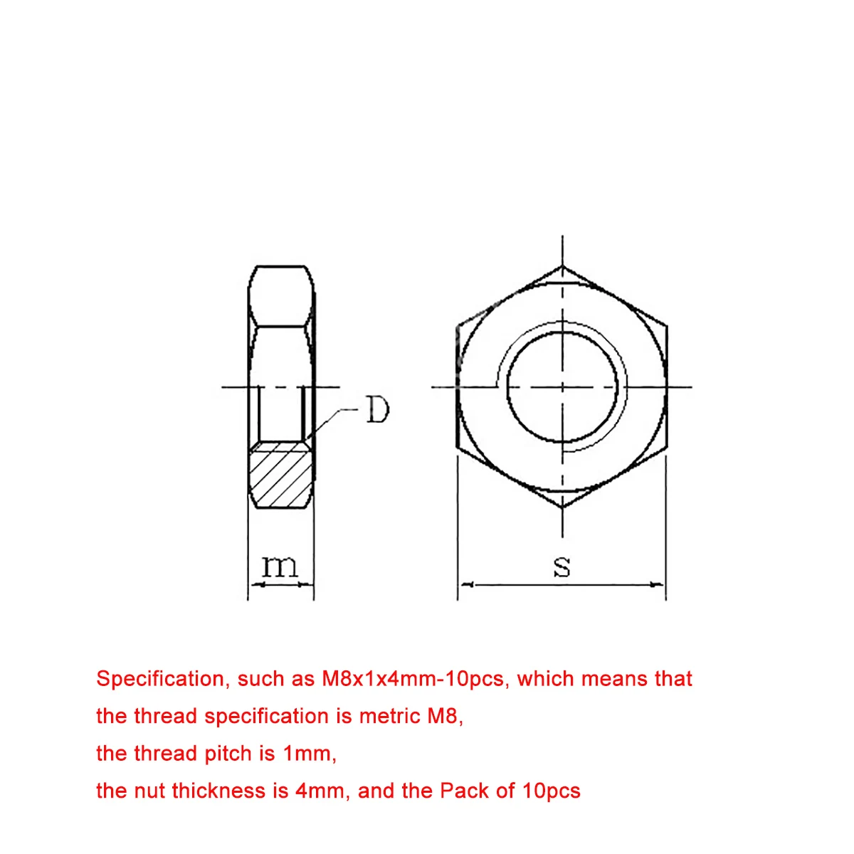 304สแตนเลสด้ายด้ายย้อนกลับหกเหลี่ยมบางถั่ว M8-M24ด้ายซ้าย Fine Pitch Hex บางถั่ว