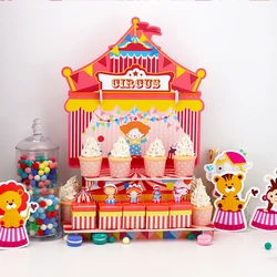 circus Party Cake Topper Birthday circus Straws Boxes hanging Centerpiece Paper Cups Decorations Party Supplies Custom-made