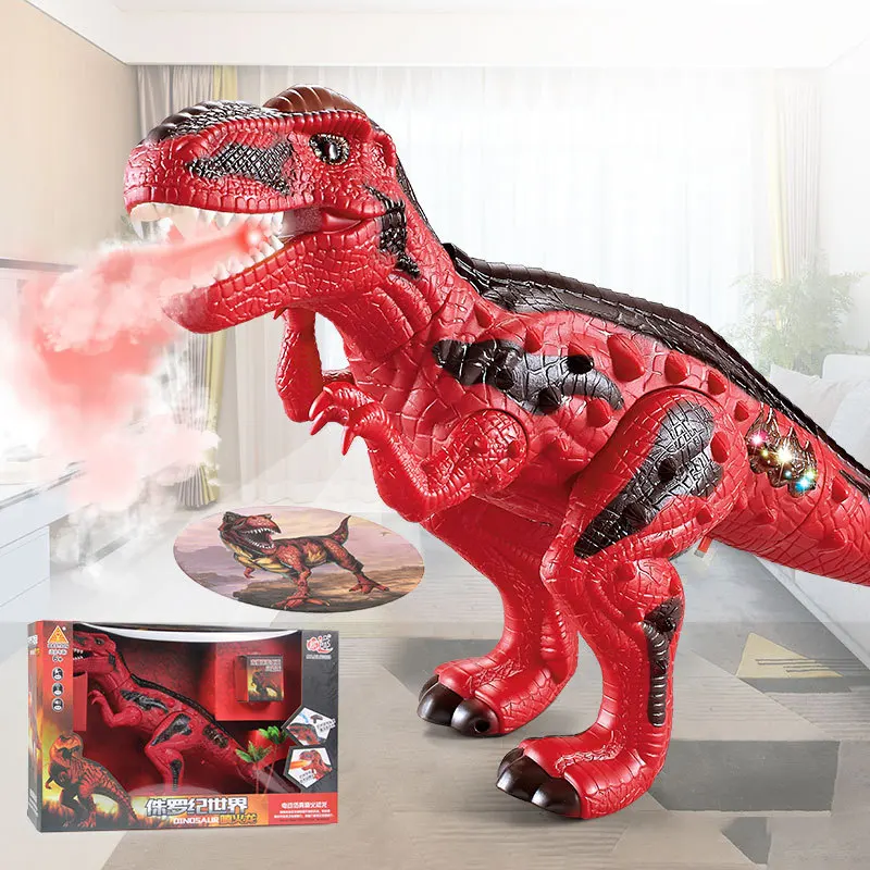 Hot new fire-breathing electric dinosaur 3D Tyrannosaurus design Light projection Walking sound model Situational animal pet toy