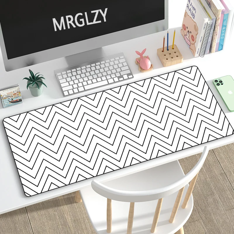 

Drop Shipping Wavy Lines Art Mouse Pad Multi-color Gaming Black White Large Desk Mat Mouse Pad Rubber Keyboard Mousepad for LOL