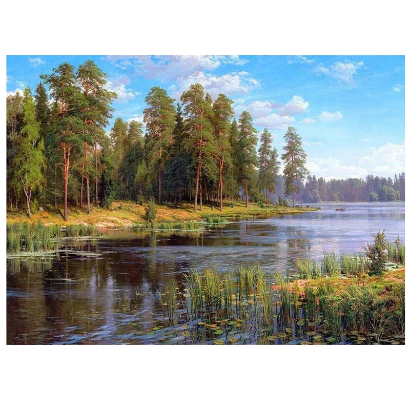 

Full Square Round Drill 5D Diy Diamond Painting Lake Tree Natural Landscape Embroidery Mosaic Cross Stitch Kit RhinestoneZP-2862