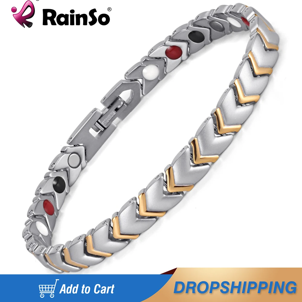 Rainso Fashion Titanium Healthy Power Bracelet Bangle For Women Jewelry With 4 Elements Magnetic Wristbands Couples Accessories