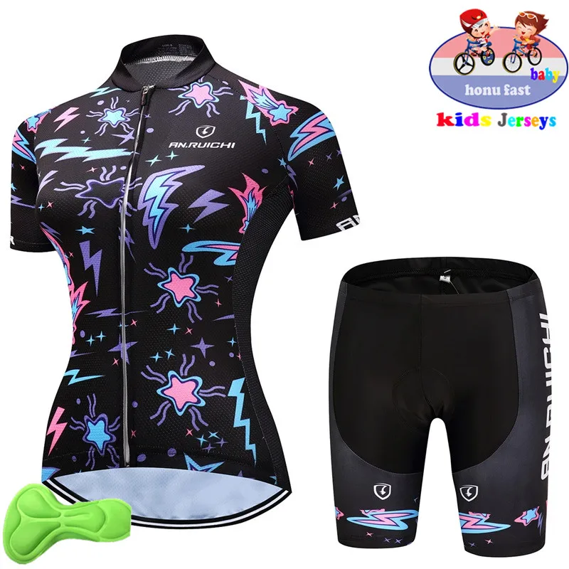 new Baby Summer Breathable Kids Cycling Jersey Set Shorts Fluorescent Pink Children Bike Clothing Boys Girls Cycling Clothes