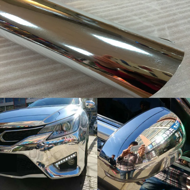 

58cm*1m/2m/3m/4m Newest High stretchable mirror silver Chrome Mirror flexible Vinyl Wrap Sheet Roll Film Car Sticker Decal Sheet