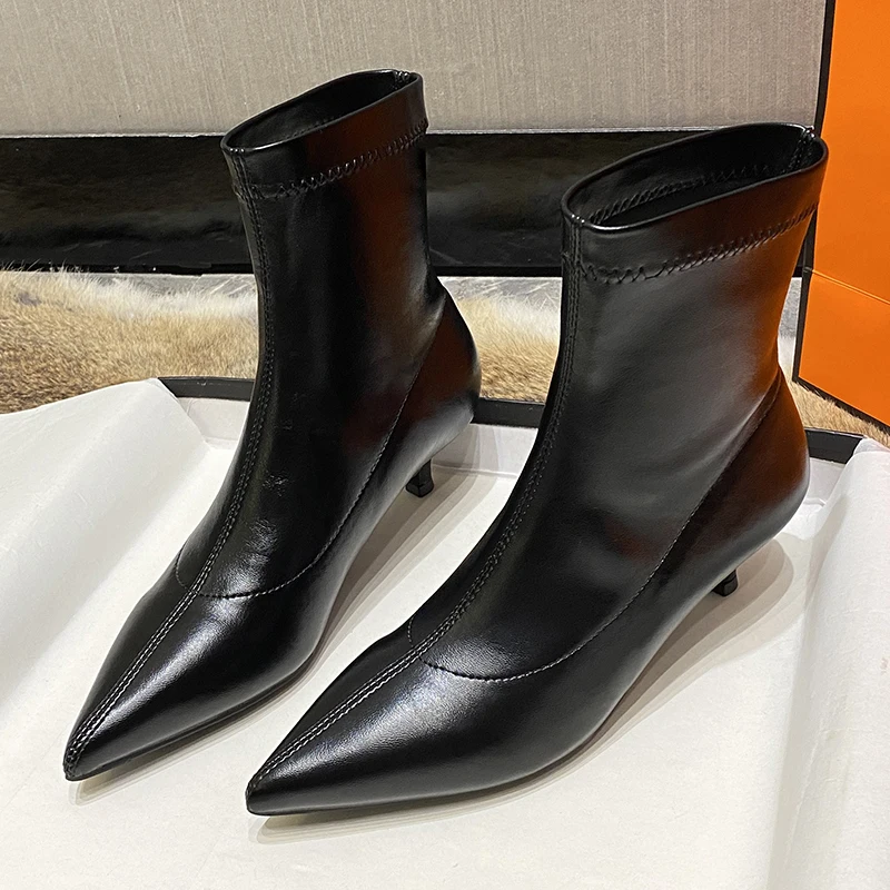 Size 34-41 High Heel Sexy Women Pointed Toe Ankle Boots British Woman Footwear Female High Heeled Boots New Slip On Sexy  Boots