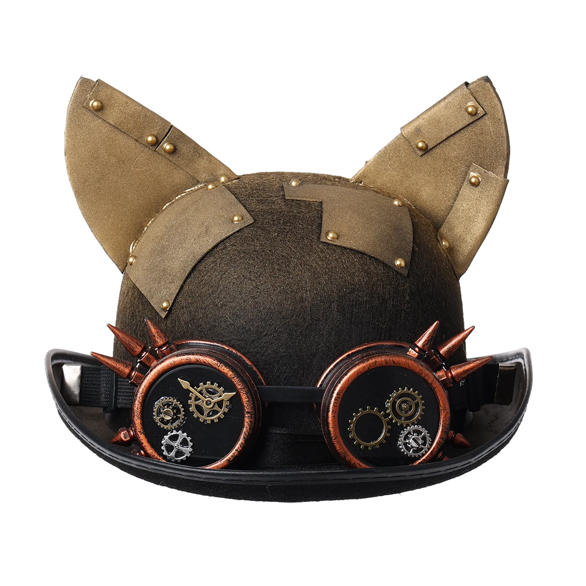 Cat Ears Hat Steampunk Lolita Women Punk Style Top Hat Removable Goggles Fedora Club Party Head Wear