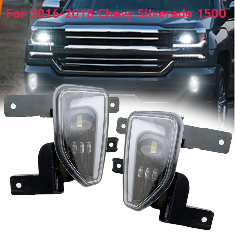 For Chevy Silverado 1500 2016 2017 2018 LED fog light Kit With DRL headlight Car Accessories Car Styling