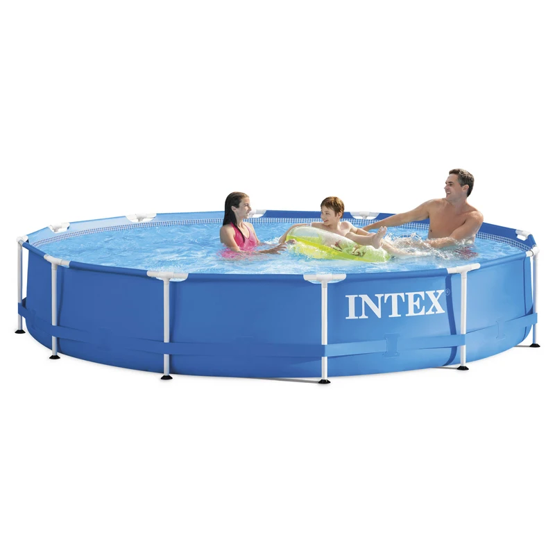 

INTEX 366*76cm blue Piscina Round Metal Frame Swimming Pool Set Pipe Rack Pond Large Family Swimming Pool With Filter Pump