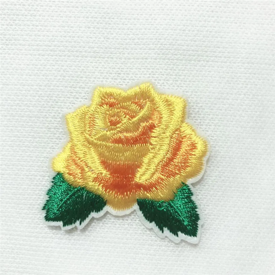 10PCS Cheap Embroidered Iron On Patches For Clothing Applique Jeans DIY Accessories Cute Rose Flower Stickers