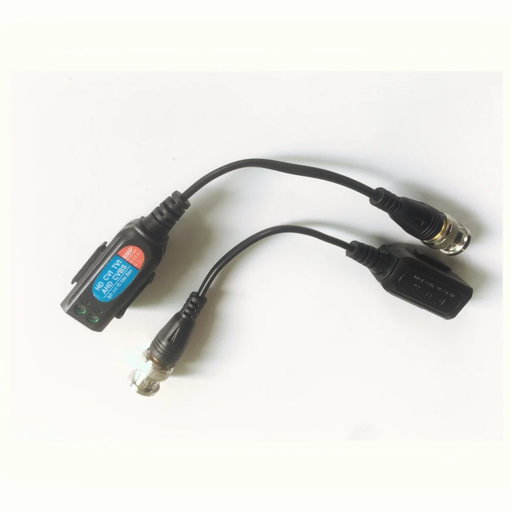 Balun فيديو CCTV مع كابل BNC ، UTP Balun الملتوي ، أجهزة الإرسال والاستقبال السلبية ، محول Cat5 CCTV ، مسافة m ، 8MP ، 2 زوج