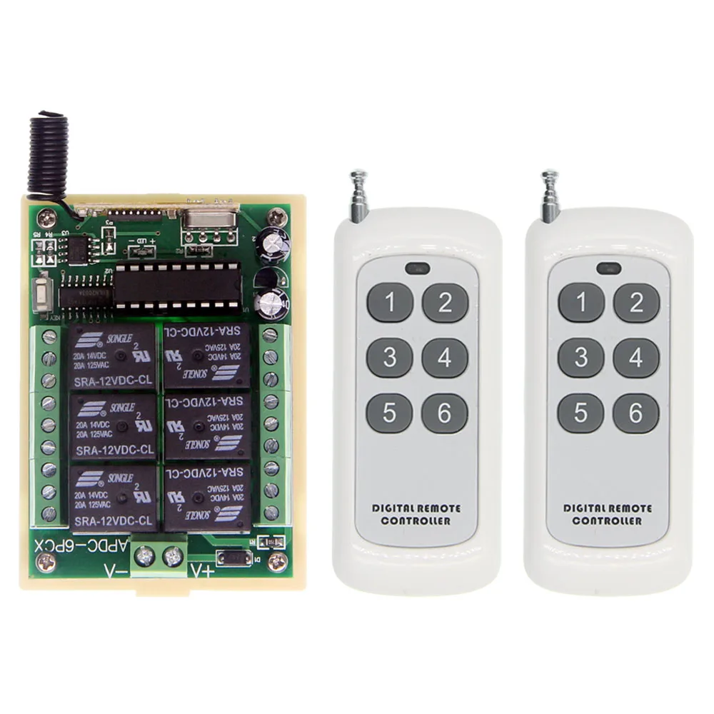 500m DC 12V 24V 6CH 6 CH Small Channel Wireless Remote Control Controller Radio Switch Transmitter Receiver 315 / 433 MHz