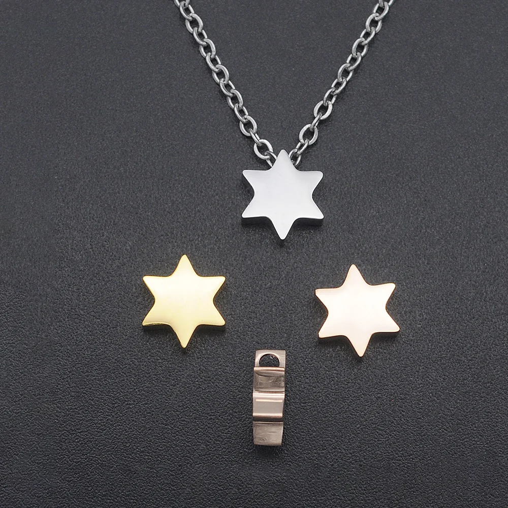 5pcs/lot 316 Stainless Steel DIY Star of David Beads Wholesale OEM Order Accepted Jewelry Necklace Making Bead Never Fade