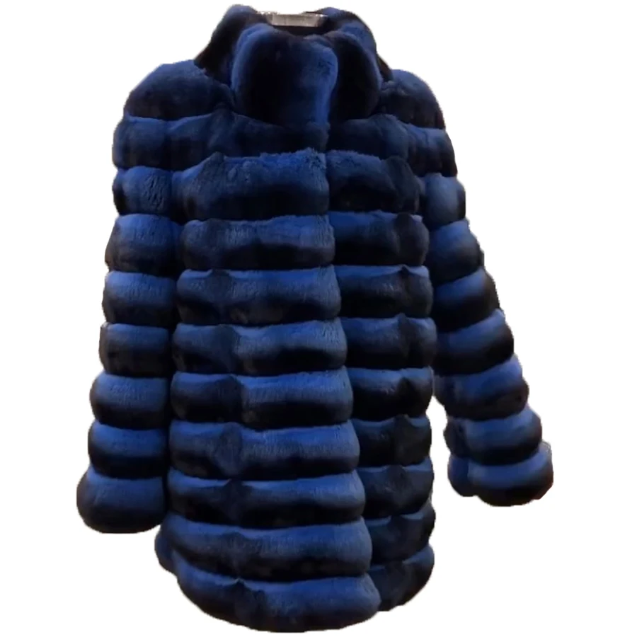 Abrigos de piel para mujer, chaqueta de piel de conejo Rex, prendas de vestir exteriores largas, abrigos cálidos de invierno 2024, alta calidad, envío gratis