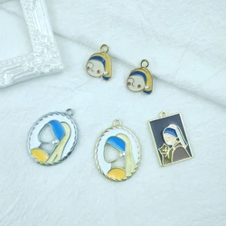 10pcs/Bag Female Enamel Metal Charms Fit Jewelry Making Earrings Pearl Girls Pendant Necklace Bracelet Dangle DIY Finding